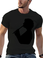 Silhouette Flute Player Black T-Shirt