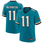 J.Jaguars #11 Parker Washington Player Legend Teal Game Football Jerseys