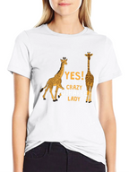 Crazy Giraffe Lady T-Shirt - Novelty Graphic Tee