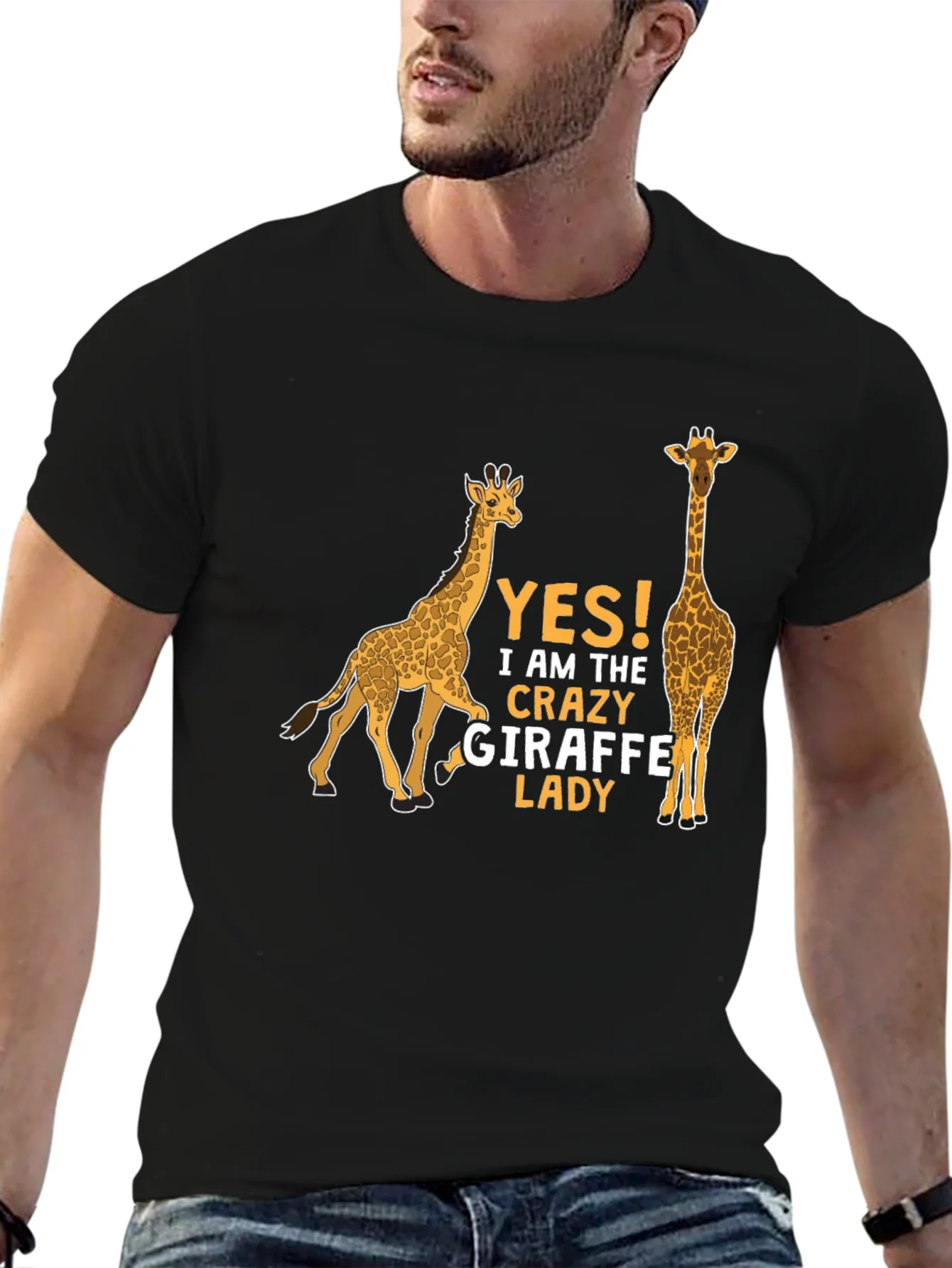 Crazy Giraffe Lady T-Shirt - Novelty Graphic Tee