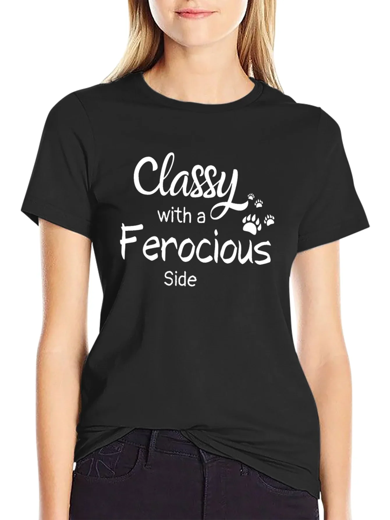 Classy With A Ferocious Side Black T-Shirt