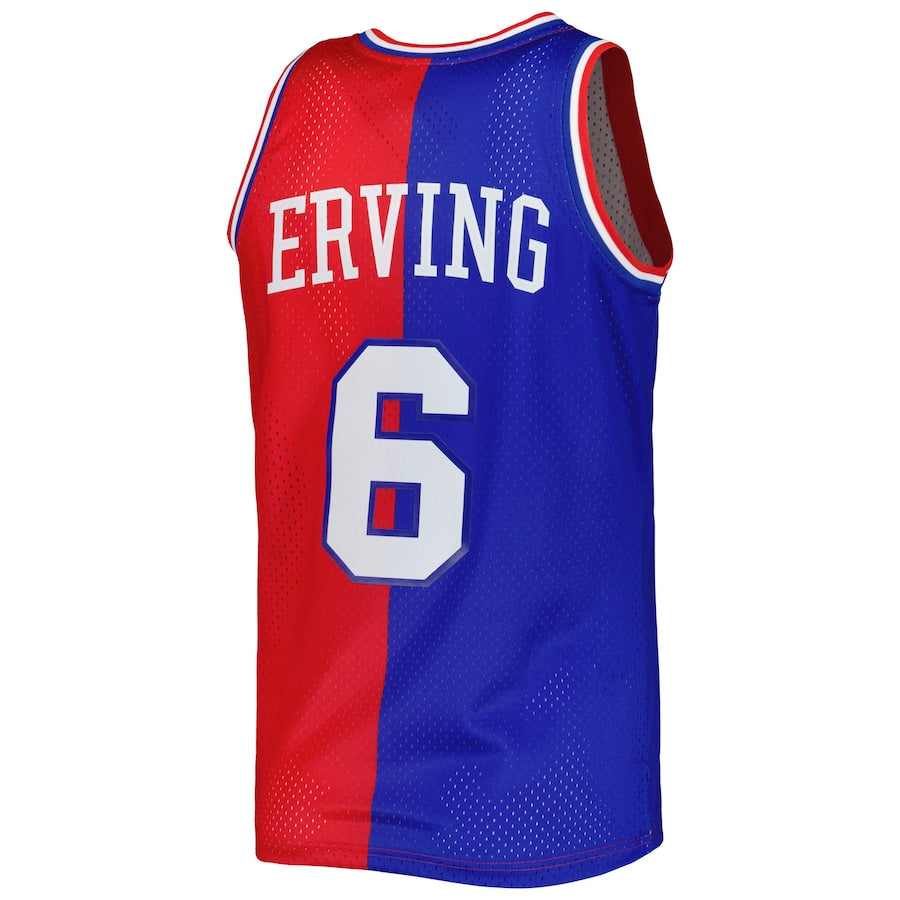 PH.76ers #6 Julius Erving  Hardwood Classics 1982-83 Split Swingman Jersey Royal-Red Stitched American Basketball Jersey