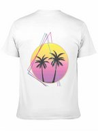 Retro Palm Tree Sunset Graphic Tee - Black