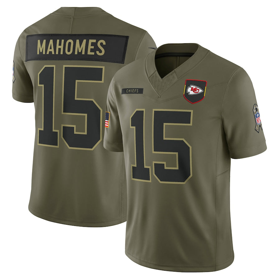 KC.Chiefs #15 Patrick Mahomes Player Olive Salute to Service Limited Football Jerseys