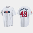 #49 KENDALL GRAVEMAN CHICAGO WHITE SOX 2023 WORLD BASEBALL CLASSIC USA REPLICA JERSEY ¨C WHITE Stitches Baseball Jerseys