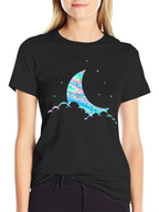Dreamy Moon Graphic Tee - Black Cotton Blend