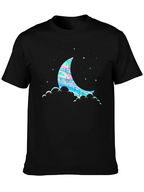 Dreamy Moon Graphic Tee - Black Cotton Blend