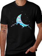 Dreamy Moon Graphic Tee - Black Cotton Blend