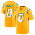 LA.Chargers #0 Daiyan Henley Player Gold Home Game Football Jerseys