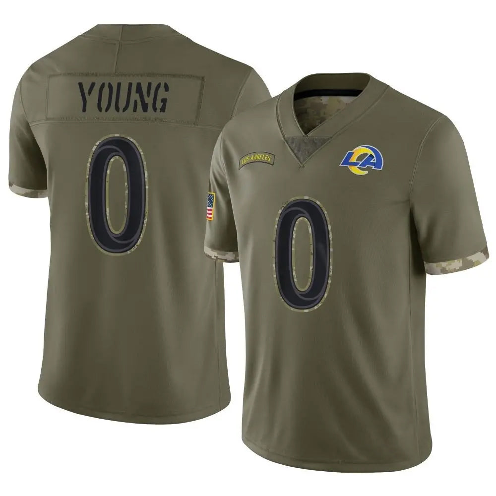LA.Rams #0 Byron Young Player Salute To Service Olive Football Jerseys