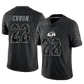 LA.Rams #22 Blake Corum Player Black RFLCTV Limited Football Jerseys
