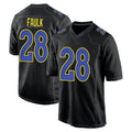 LA.Rams #28 Marshall Faulk Player Black Fashion Game Football Jerseys