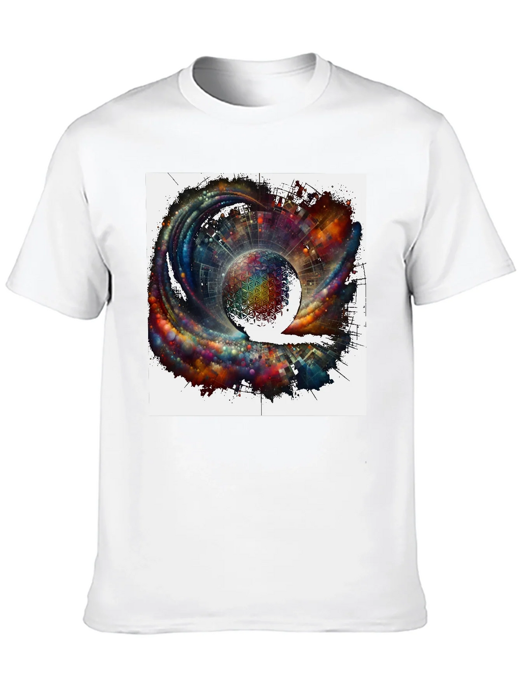 Cosmic Sphere Graphic T-Shirt - Modern Art Tee