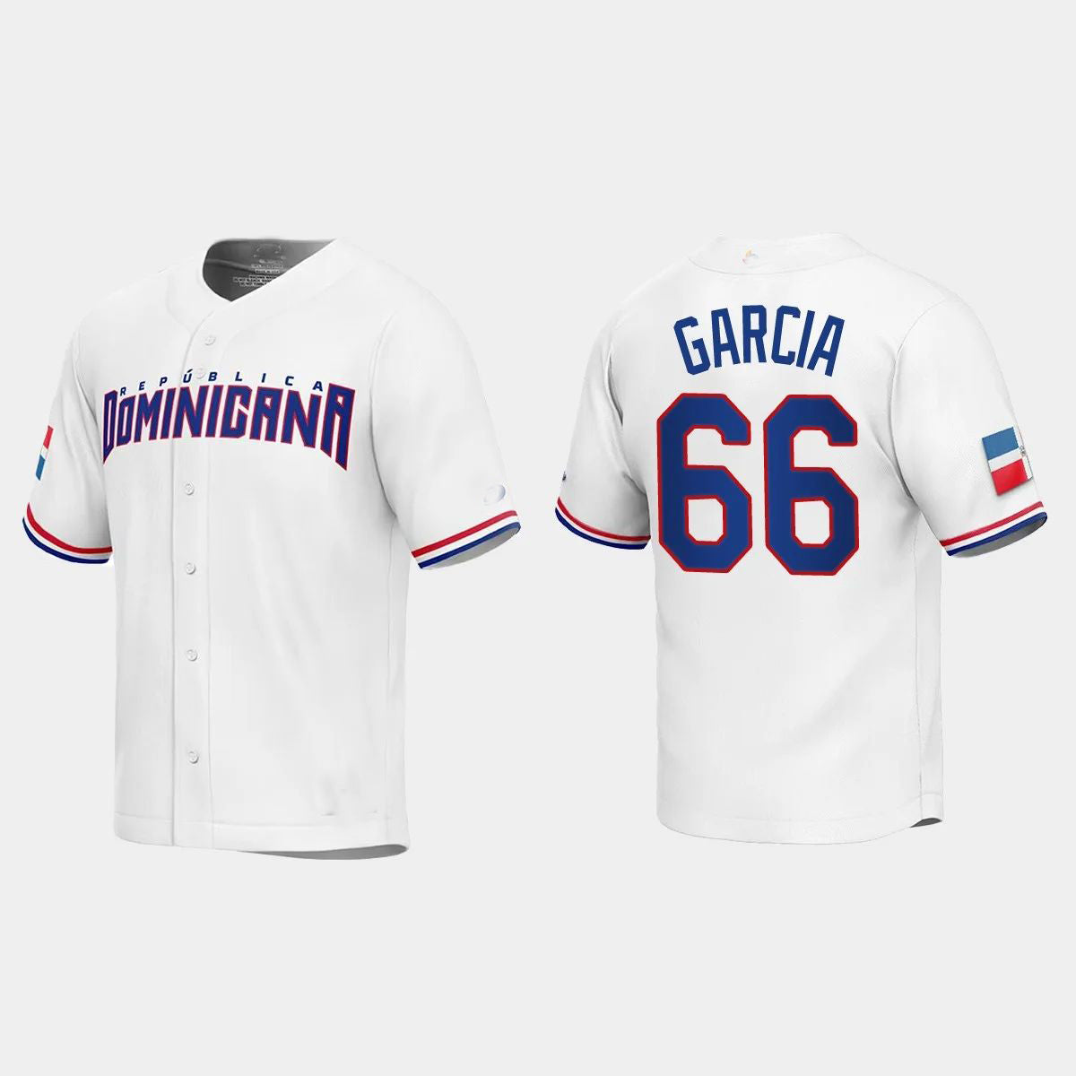 #66 LUIS GARCIA DOMINICAN REPUBLIC BASEBALL 2023 WORLD BASEBALL CLASSIC REPLICA JERSEY ¨C WHITE Stitches Baseball Jerseys