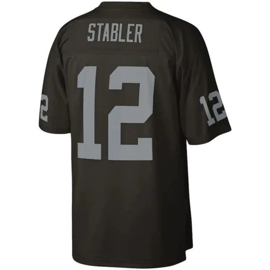 LV.Raiders #12 Ken Stabler Player  Black Legacy Replica Jersey Stitched American Football Jerseys