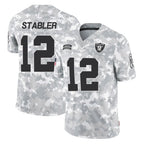 LV.Raiders #12 Ken Stabler Player Arctic Camo Salute to Service Limited Football Jerseys