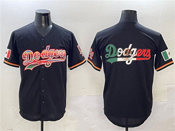 Los Angeles Dodgers Team Big Logo Black Mexico Limited Stitched Baseball Jersey