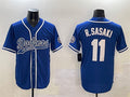Los Angeles Dodgers #11 Roki Sasaki Royal With Patch Cool Base Stitched Baseball Jersey