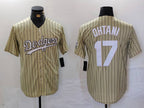 Los Angeles Dodgers #17 Shohei Ohtani Cream Pinstripe Cool Base Stitched Baseball Jerseys