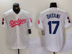 Los Angeles Dodgers #17 Shohei Ohtani White Pink Vin & Kobe Patch Stitched Baseball Jersey