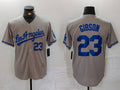 Los Angeles Dodgers #23 Kirk Gibson Number Grey With los Cool Base Stitched Baseball Jersey
