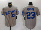 Los Angeles Dodgers #23 Kirk Gibson Number Grey With los Cool Base Stitched Baseball Jersey