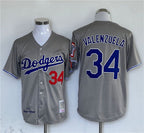 Los Angeles Dodgers #34 Fernando Valenzuela Gray Cool Base Stitched Baseball Jersey