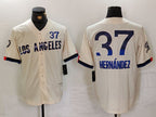 Los Angeles Dodgers #37 Teoscar Hern¨¢ndez Cream 2024 City Connect Limited Stitched Baseball Jerseys