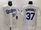 Los Angeles Dodgers #37 Teoscar Hernandez Number White Flex Base Stitched Baseball Jerseys