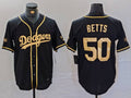 Los Angeles Dodgers #50 Mookie Betts Black Gold World Series Champions Cool Base Stitched Baseball Jerseys