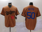 Los Angeles Dodgers #50 Mookie Betts Number Olive Cool Base Limited Stitched Baseball Jersey