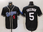 Los Angeles Dodgers #5 Freddie Freeman Number Black Cool Base With Patch Stitched Baseball Jersey