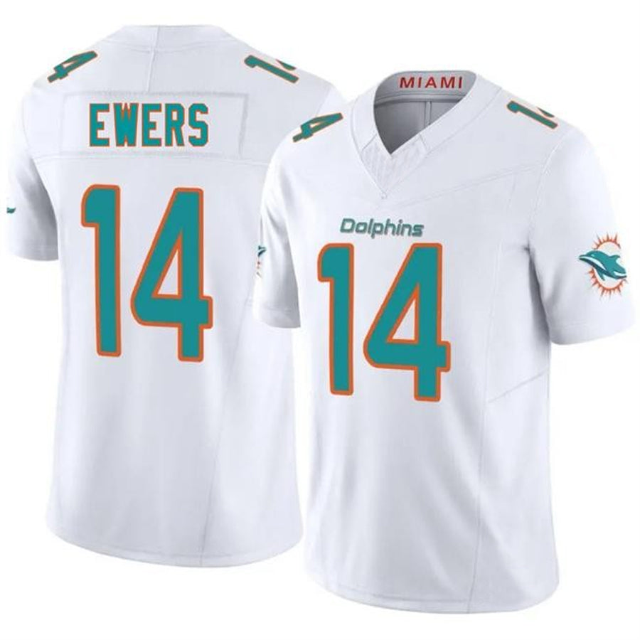 M.Dolphins #14 Quinn Ewers Player White Vapor Limited Game Football Jerseys