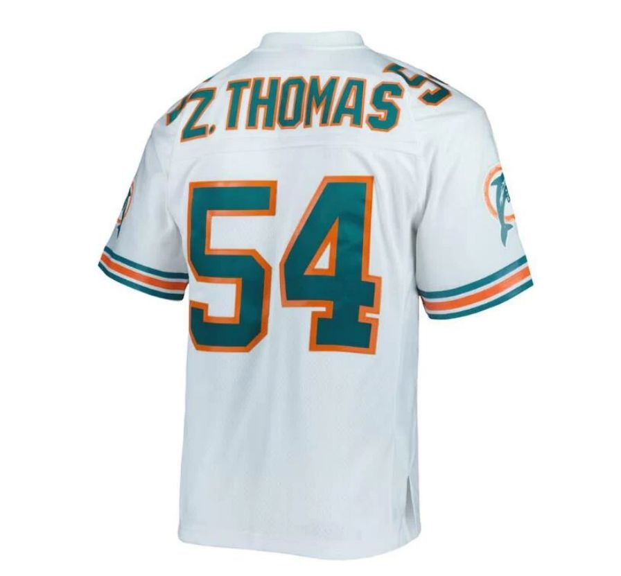 #54 Zach Thomas Player M.Dolphins White  1996 Legacy Replica Football Jerseys