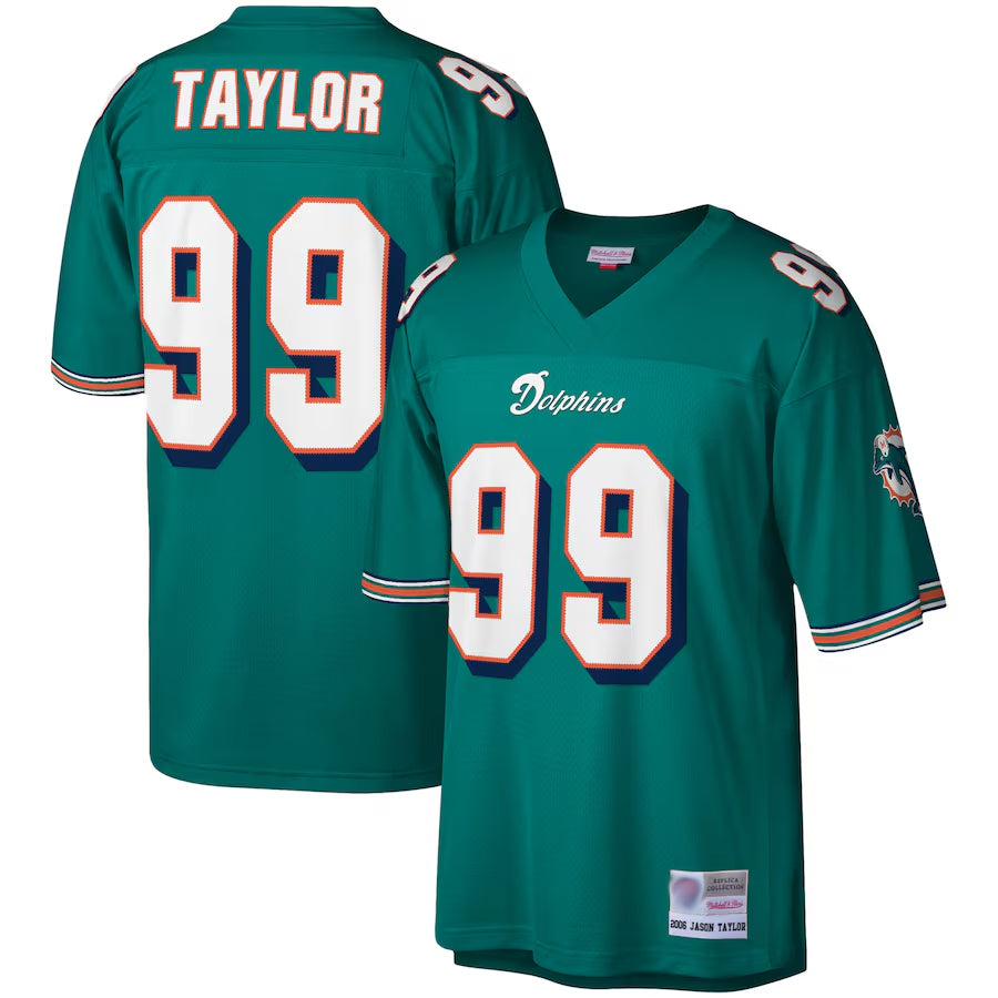 M.Dolphins #99 Jason Taylor Player  Aqua Big & Tall 2006 Retired Replica Football Jerseys