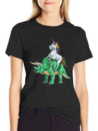 Unicorn Riding Triceratops Graphic Tee