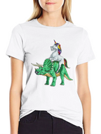 Unicorn Riding Triceratops Graphic Tee