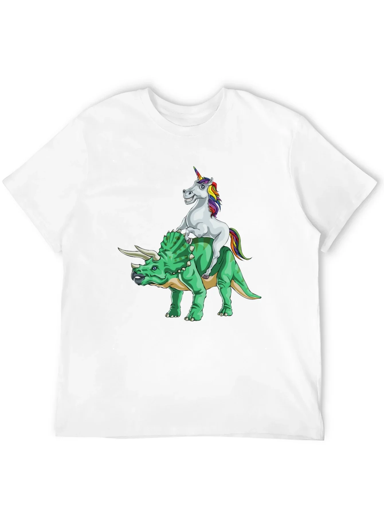 Unicorn Riding Triceratops Graphic Tee