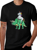 Unicorn Riding Triceratops Graphic Tee