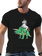 Unicorn Riding Triceratops Graphic Tee