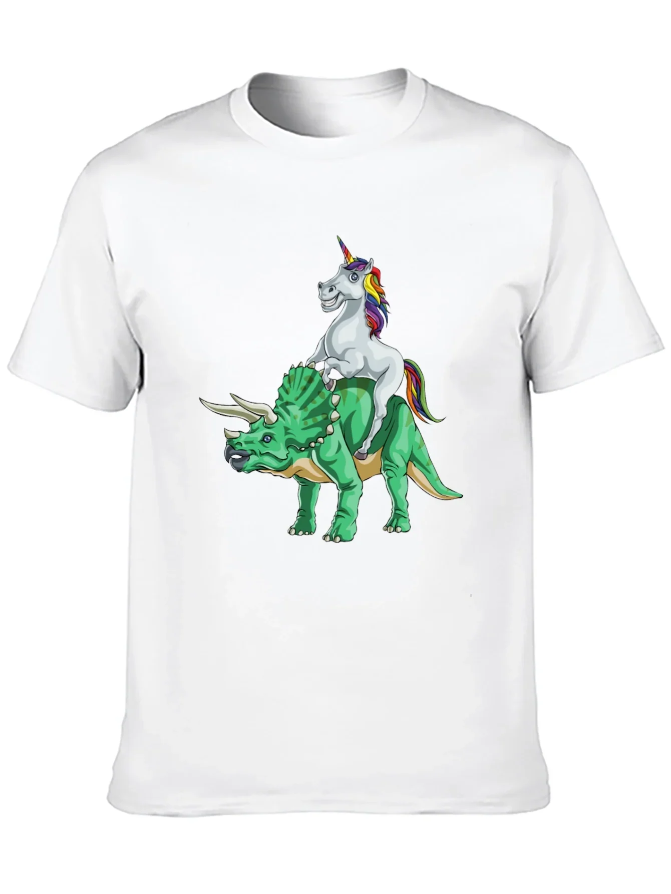 Unicorn Riding Triceratops Graphic Tee