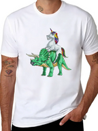 Unicorn Riding Triceratops Graphic Tee