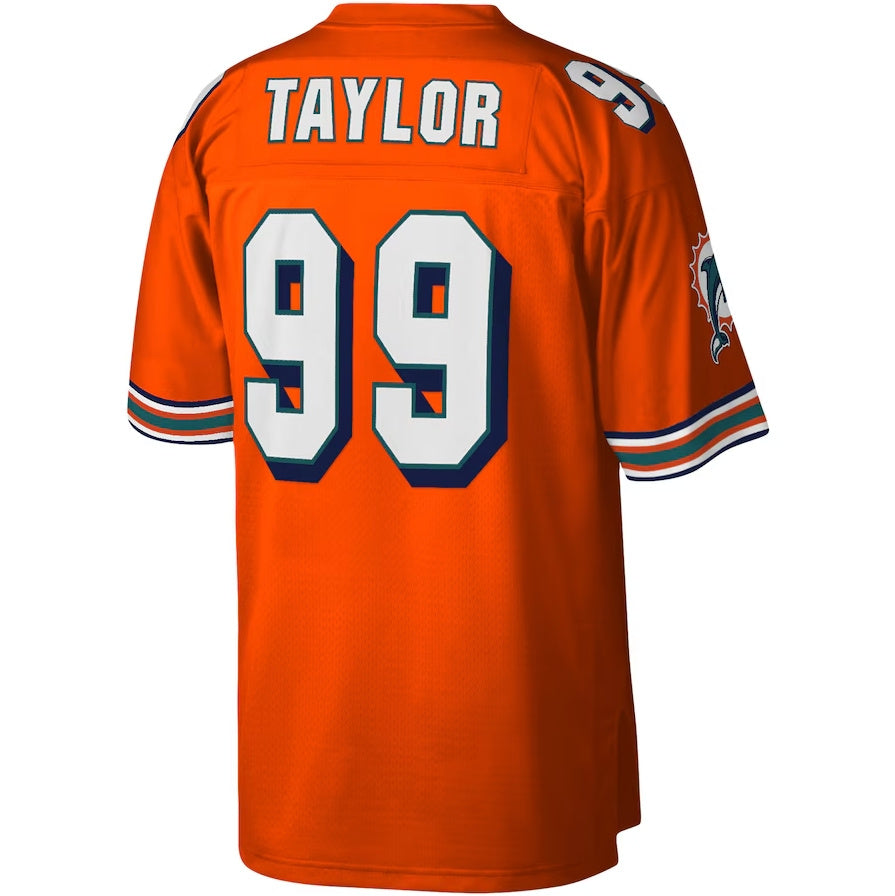 M.Dolphins #99 Jason Taylor  Legacy Replica Player Jersey - Orange Stitched American Football Jerseys