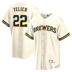 Milwaukee Brewers #22 Christian Yelich Cream Alternate Replica Player Jersey Baseball Jerseys