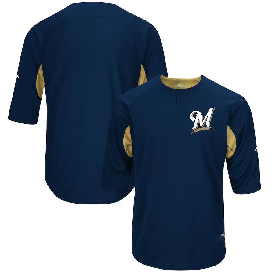 Milwaukee Brewers Navy Gold Authentic Collection On-Field Batting Practice Jersey Baseball Jerseys