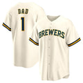 Milwaukee Brewers #1 Dad Home Replica Jersey - White Stitched Baseball Jersey