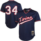 Minnesota Twins #34 Kirby Puckett  Navy 1985 Authentic Cooperstown Collection Mesh Batting Practice Jersey Baseball Jerseys