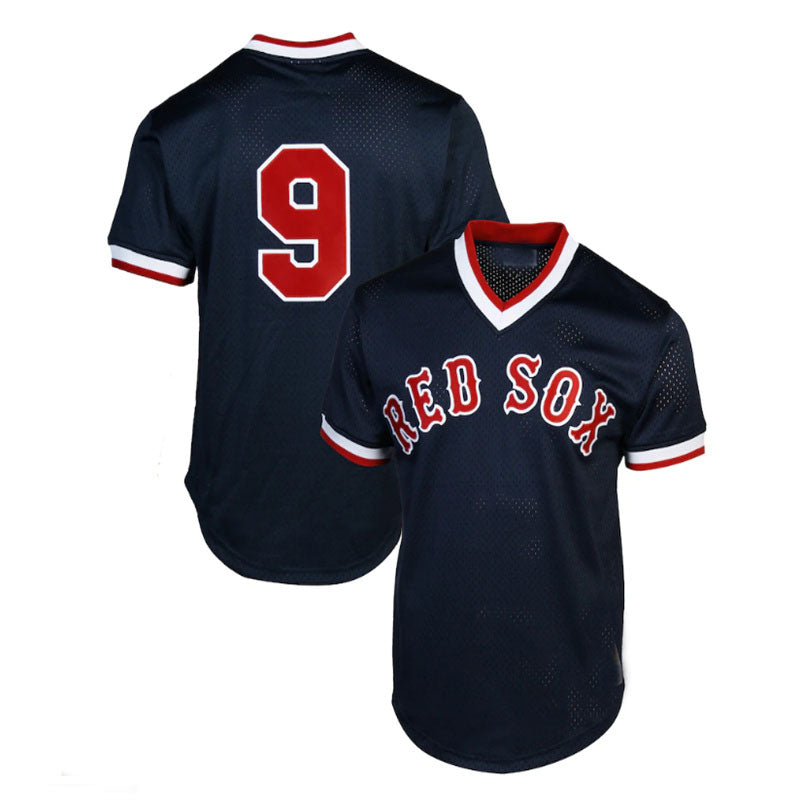 Boston Red Sox Road #9  Ted Williams 1990 Authentic Cooperstown Collection Batting Practice Jersey - Navy Blue Baseball Jerseys