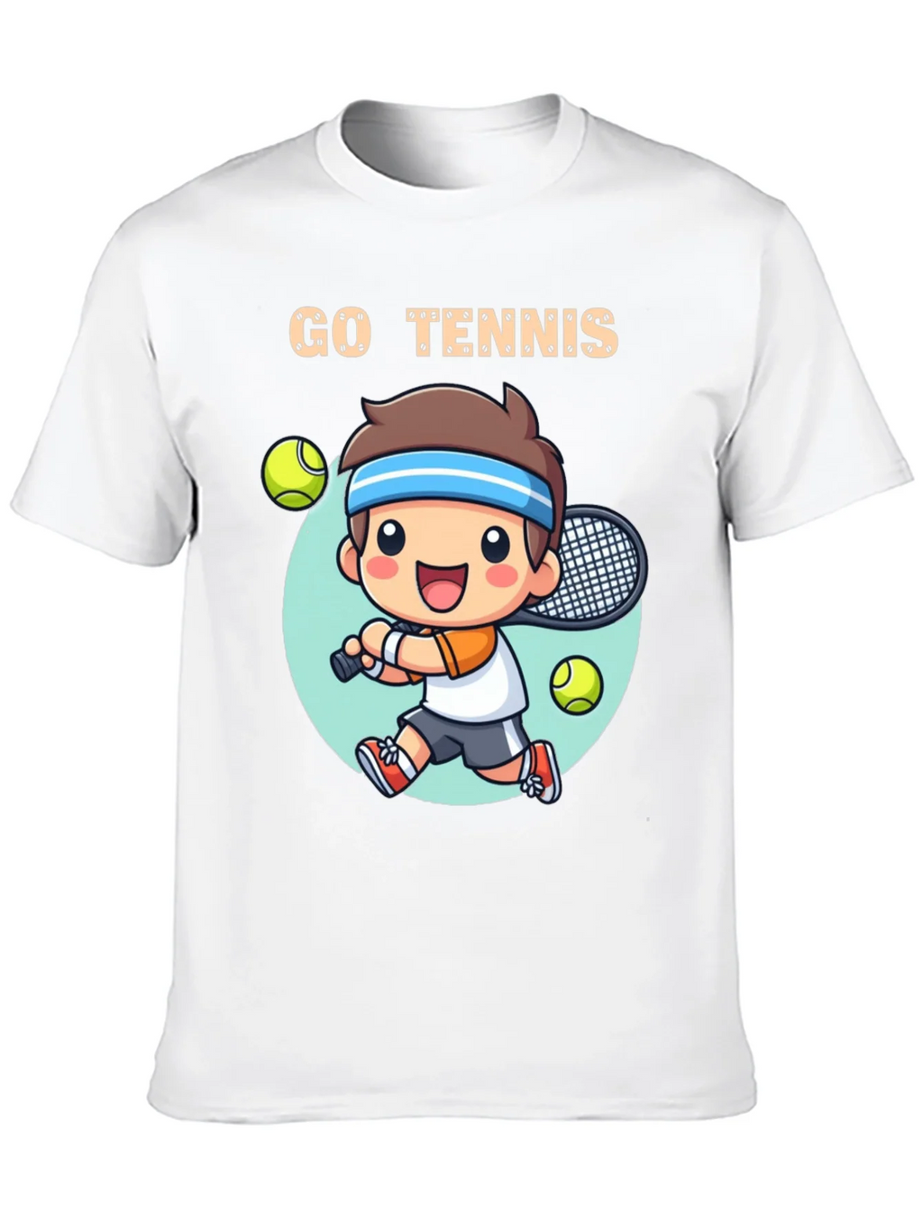 Go Tennis Cartoon T-Shirt - Sporty Graphic Tee