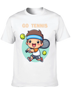 Go Tennis Cartoon T-Shirt - Sporty Graphic Tee